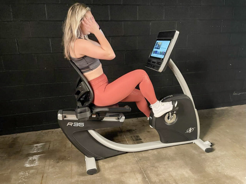 nordictrack commercial r35 recumbent bike in use caroline